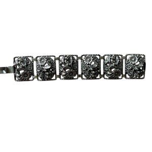 Sarah Coventry Antique Garden Bracelet Silver Tone Panel 1963‎ Floral Vintage